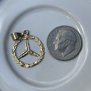 Vintage 14k Gold Mercedes Emblem Pendant